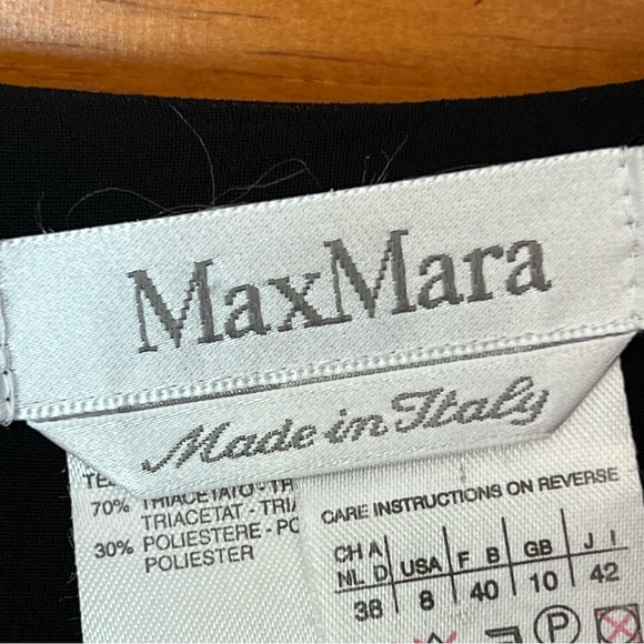 MaxMara Made In Italy Black Crepe Cross Front Sleeveless Cocktail Dress Size 8 - Picture 8 of 11